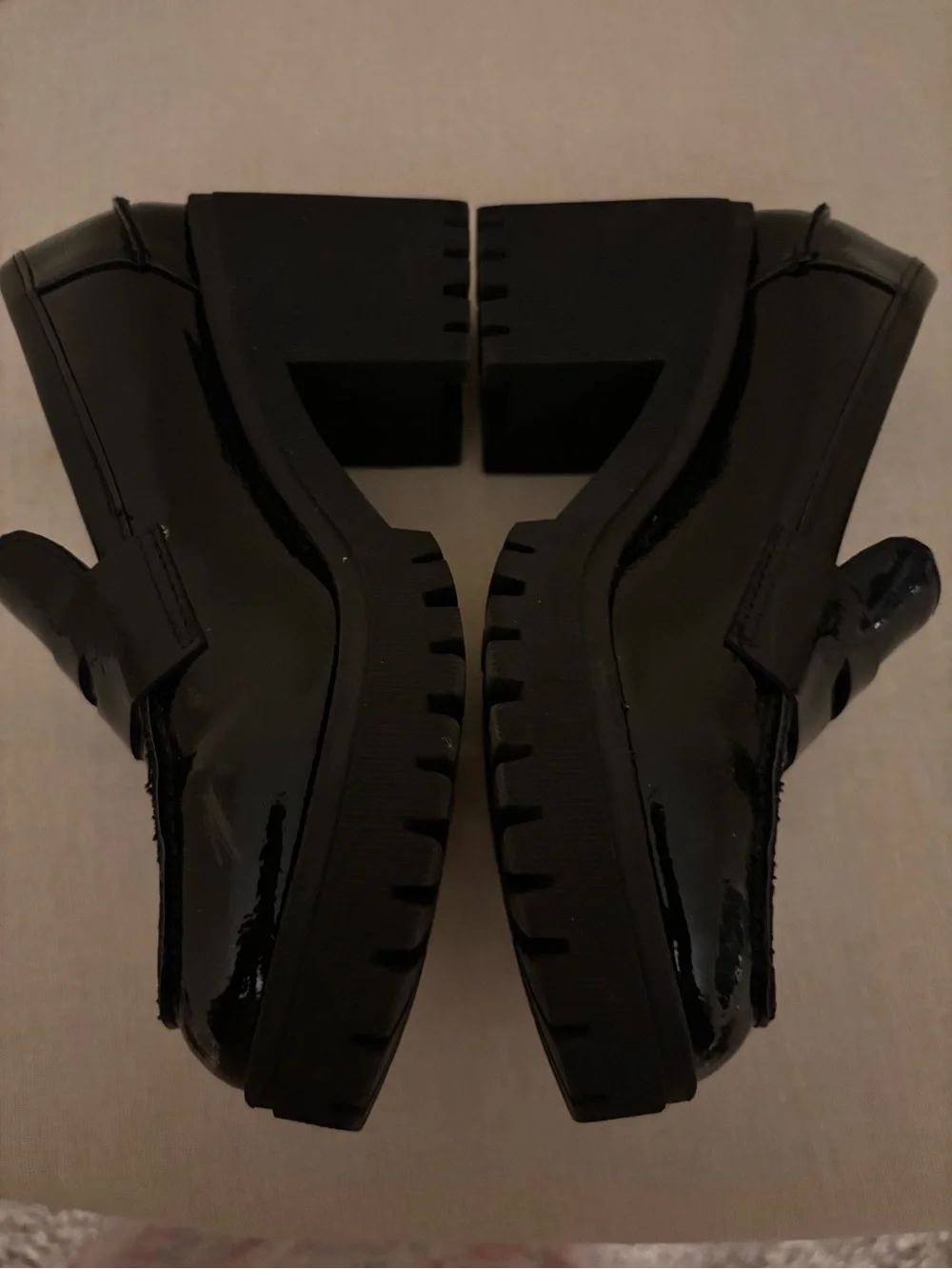 Black Patent Leather Wedge Loafers